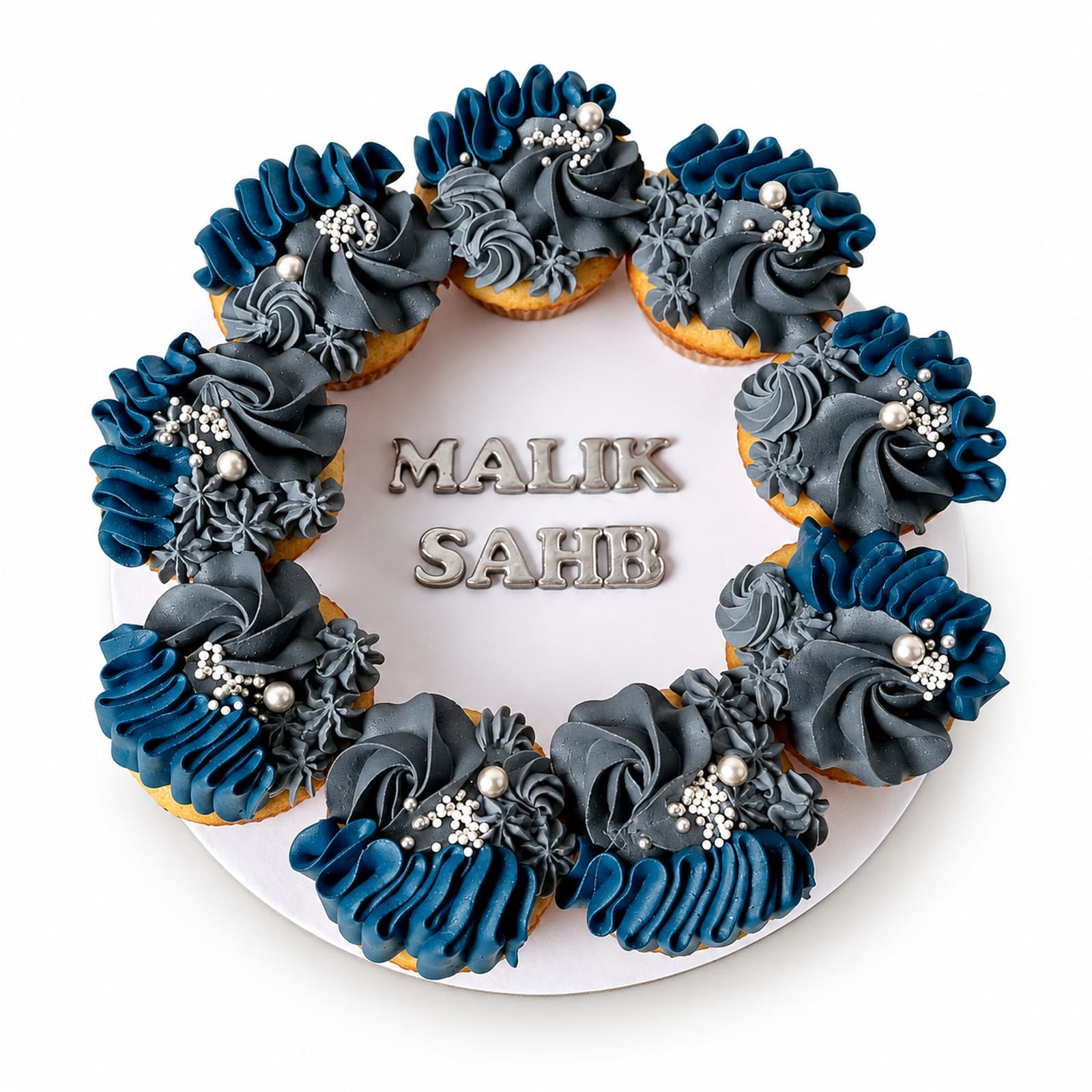 Navy Blue Malik Sahib Cupcake Wreath