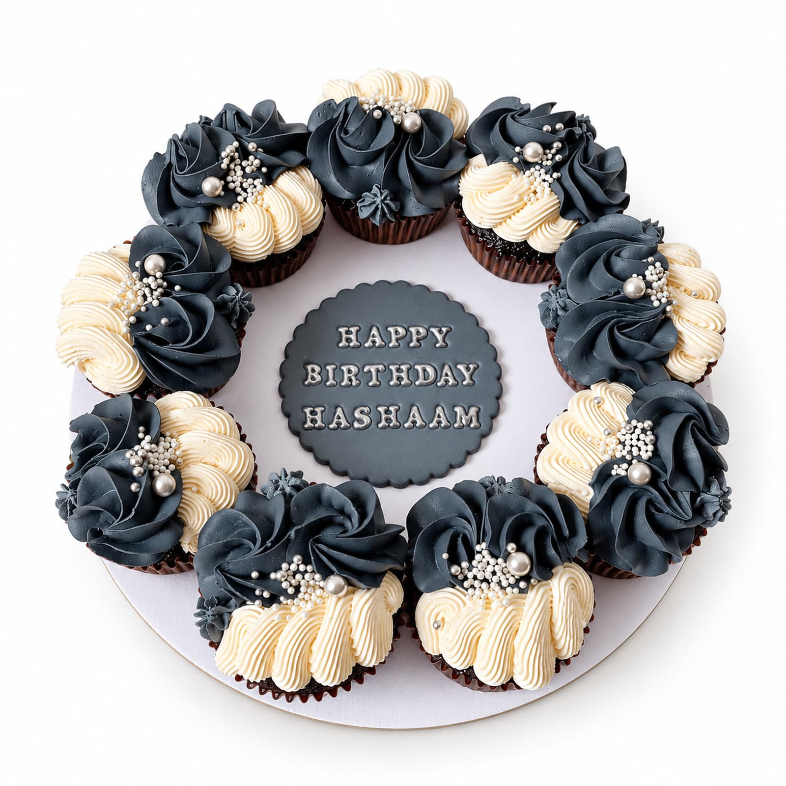 Black & White Birthday Cupcake Wreath