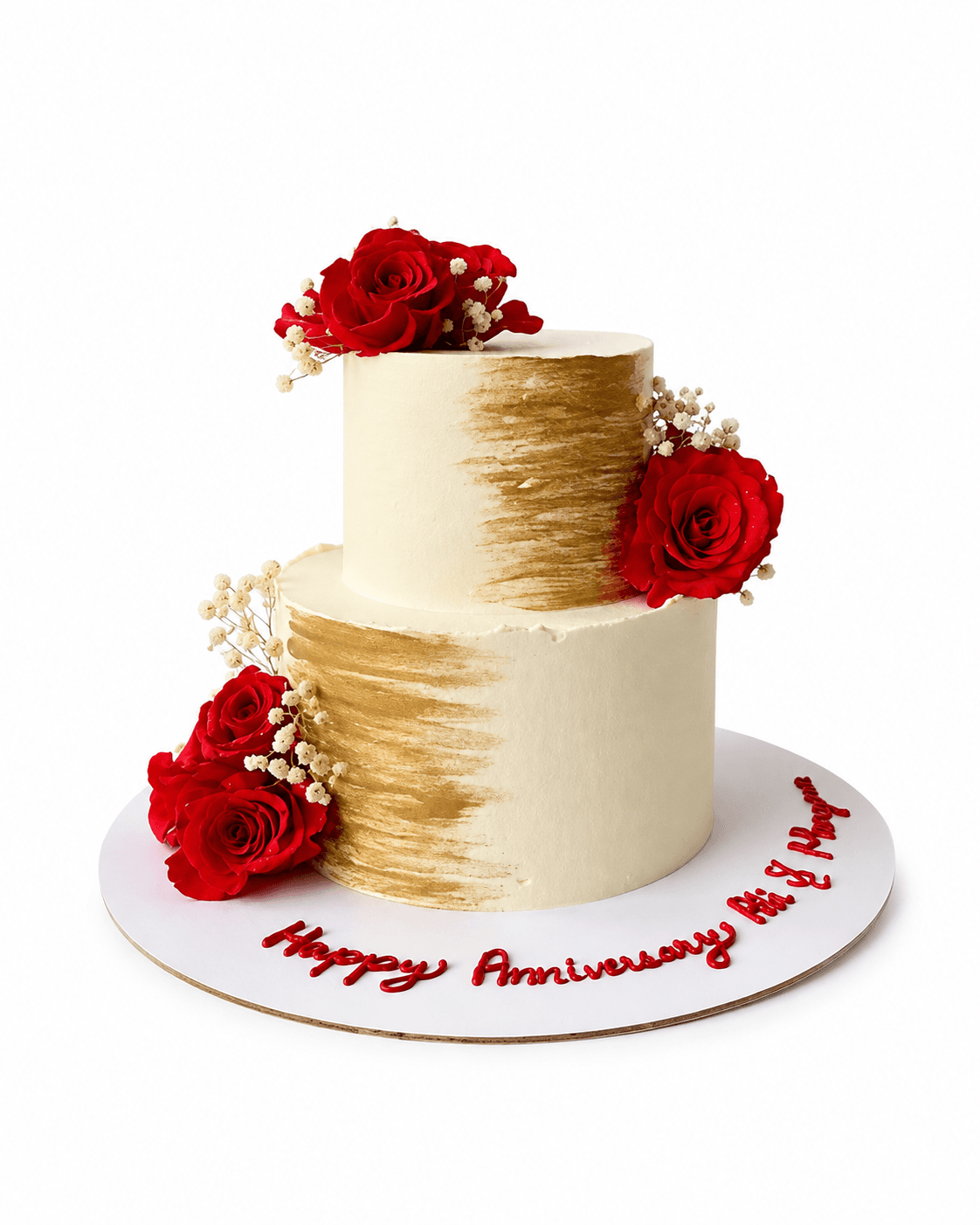 Gold and Red Rose Cake