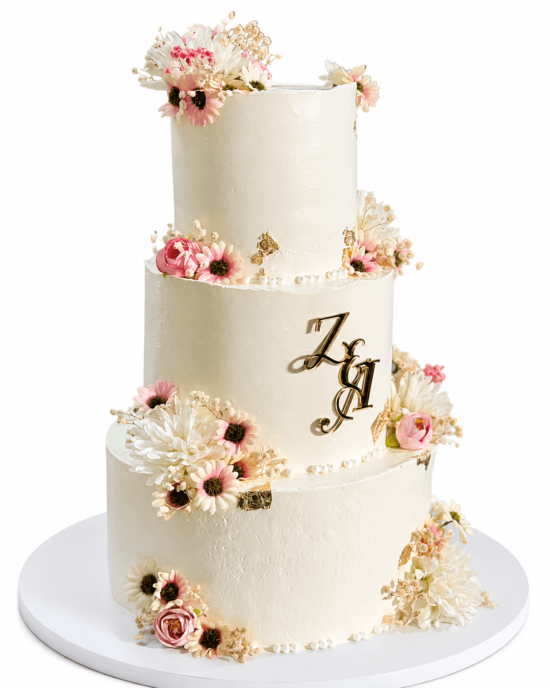 Pink Flower Wedding Cake