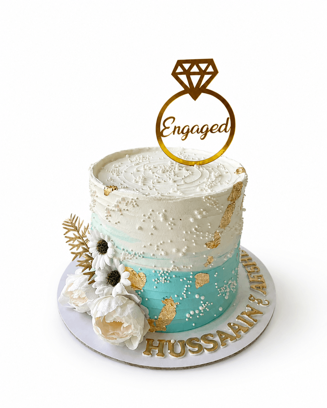Aqua Engagement Cake