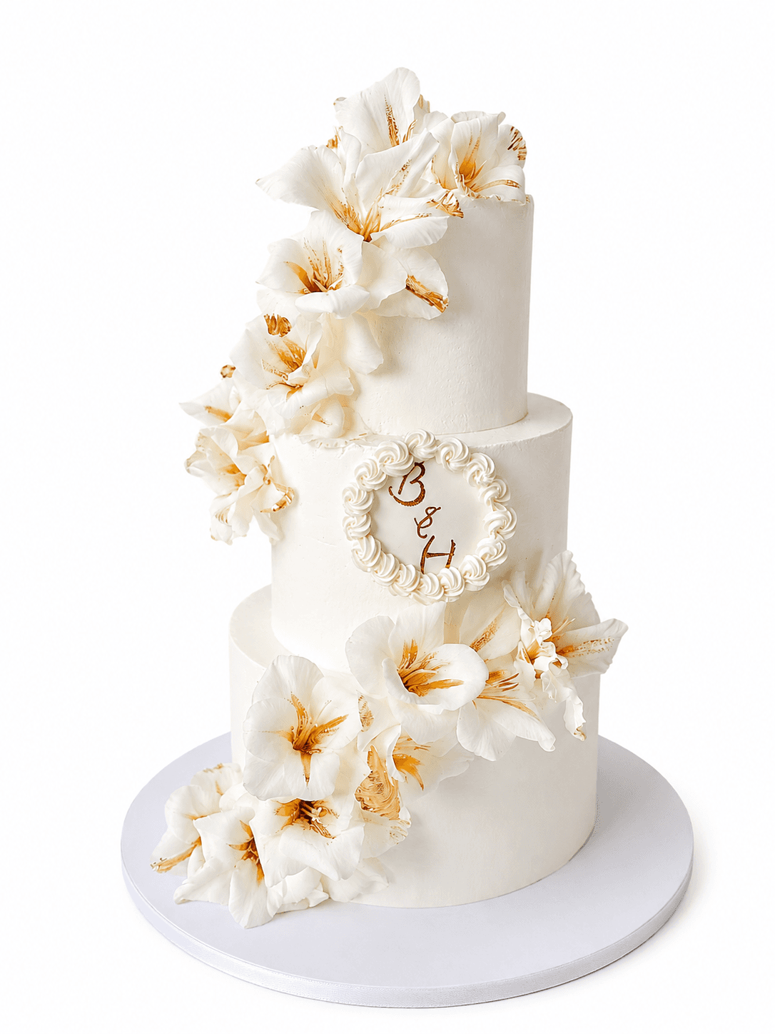 White Flower Cascade Cake