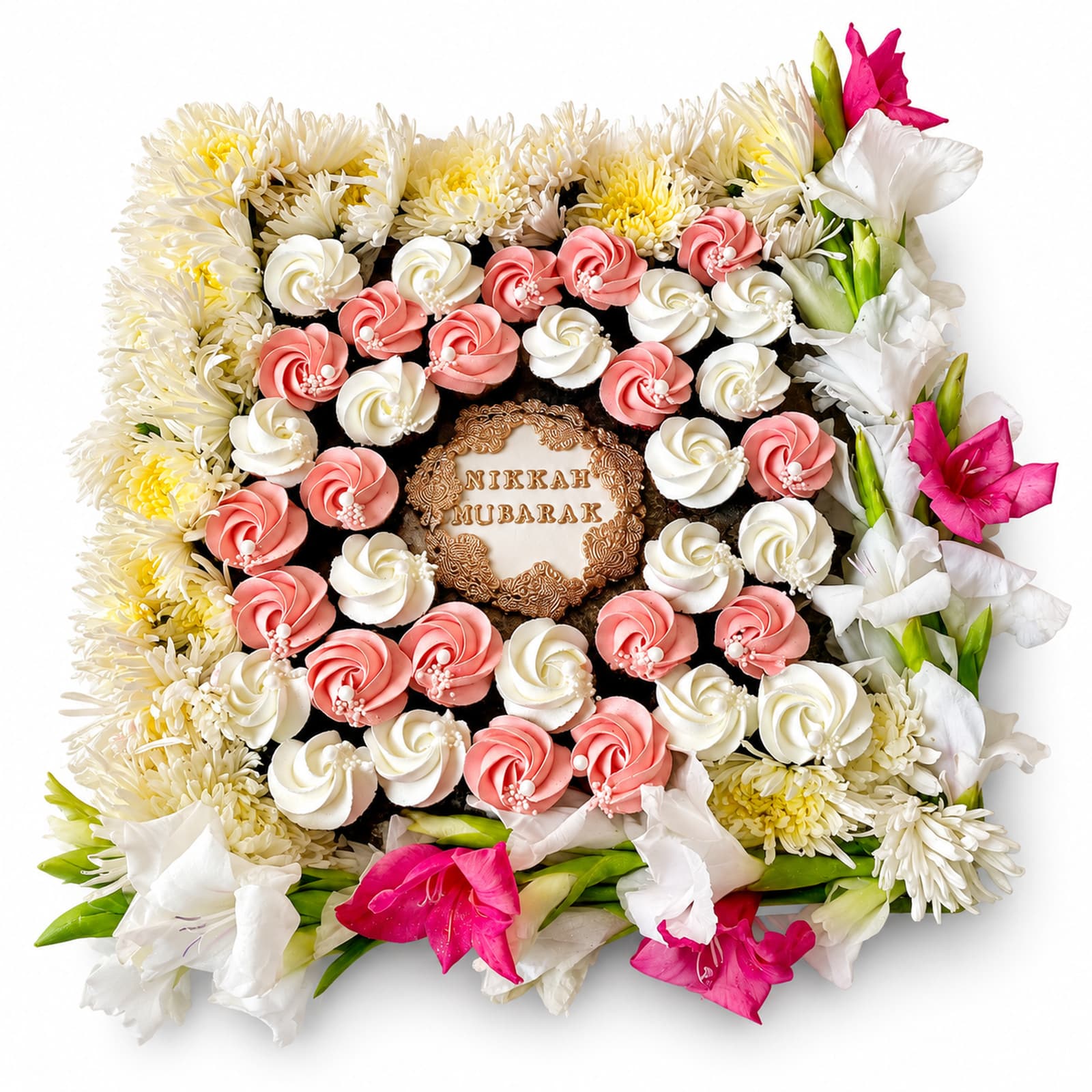 Pink Floral Celebration Cupcake Board