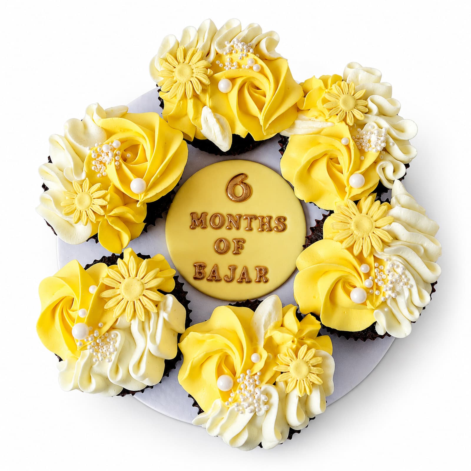 Yellow Mother's Day Cupcake Wreath