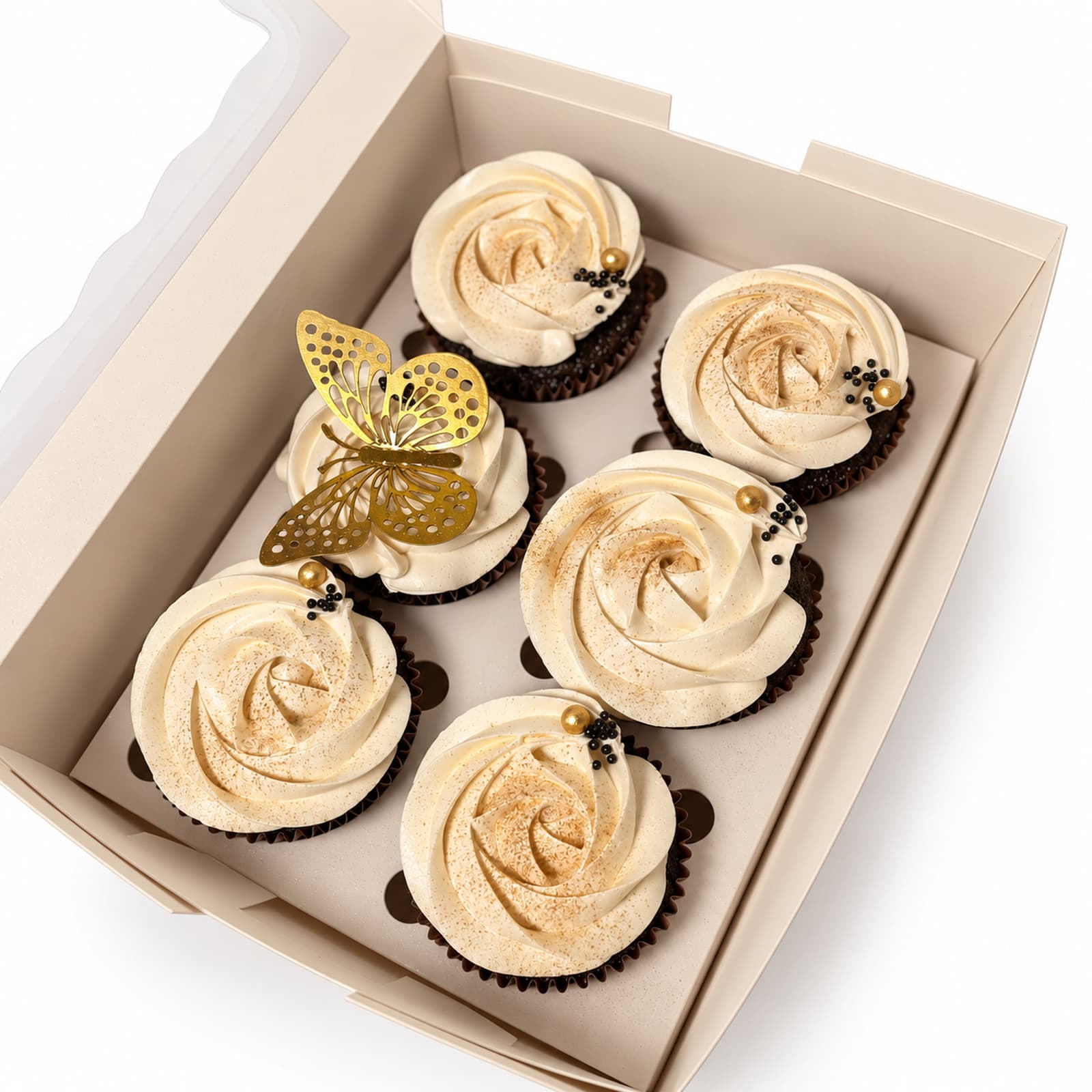 Gold Butterfly Cupcake Box