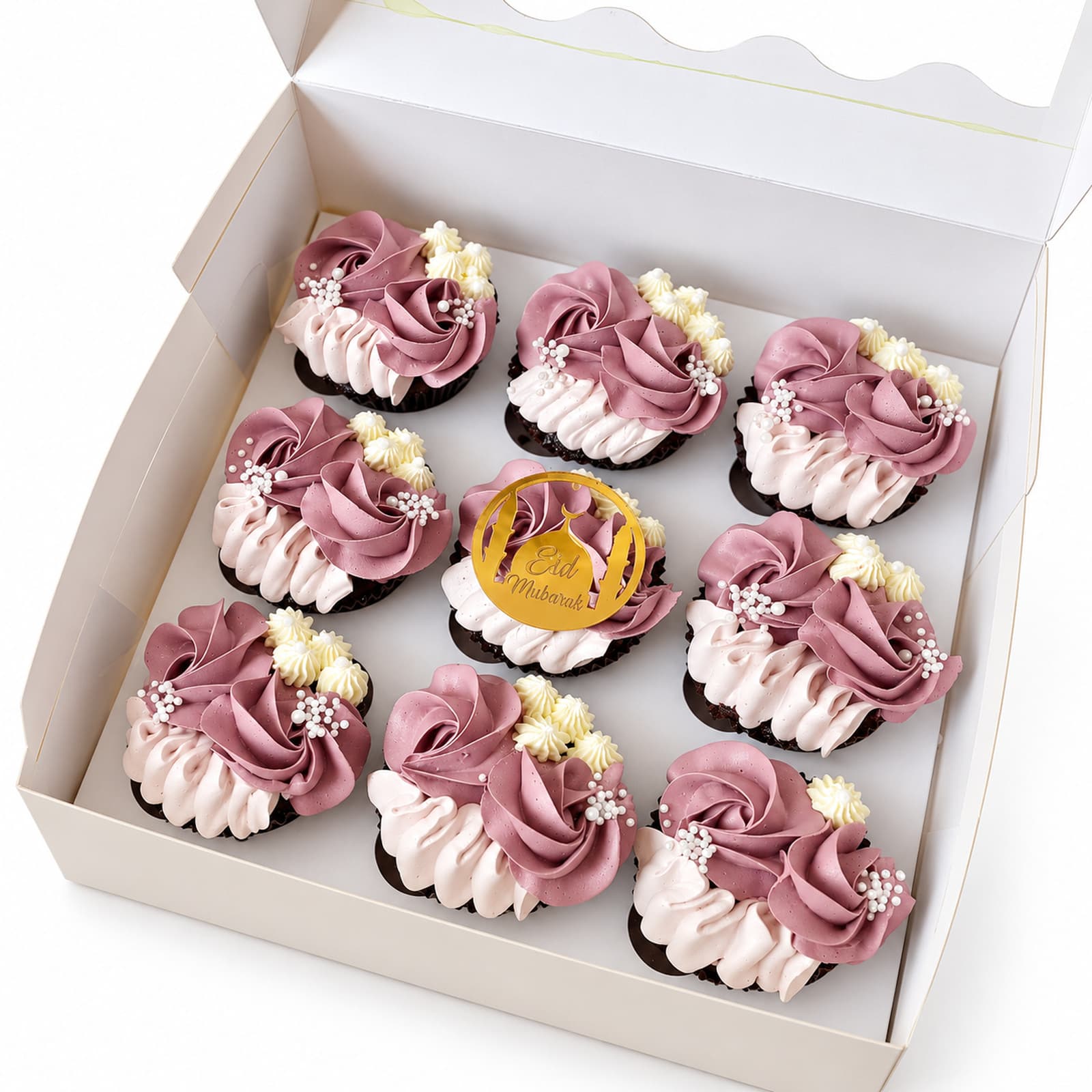 Pink Eid Mubarak Cupcake Box